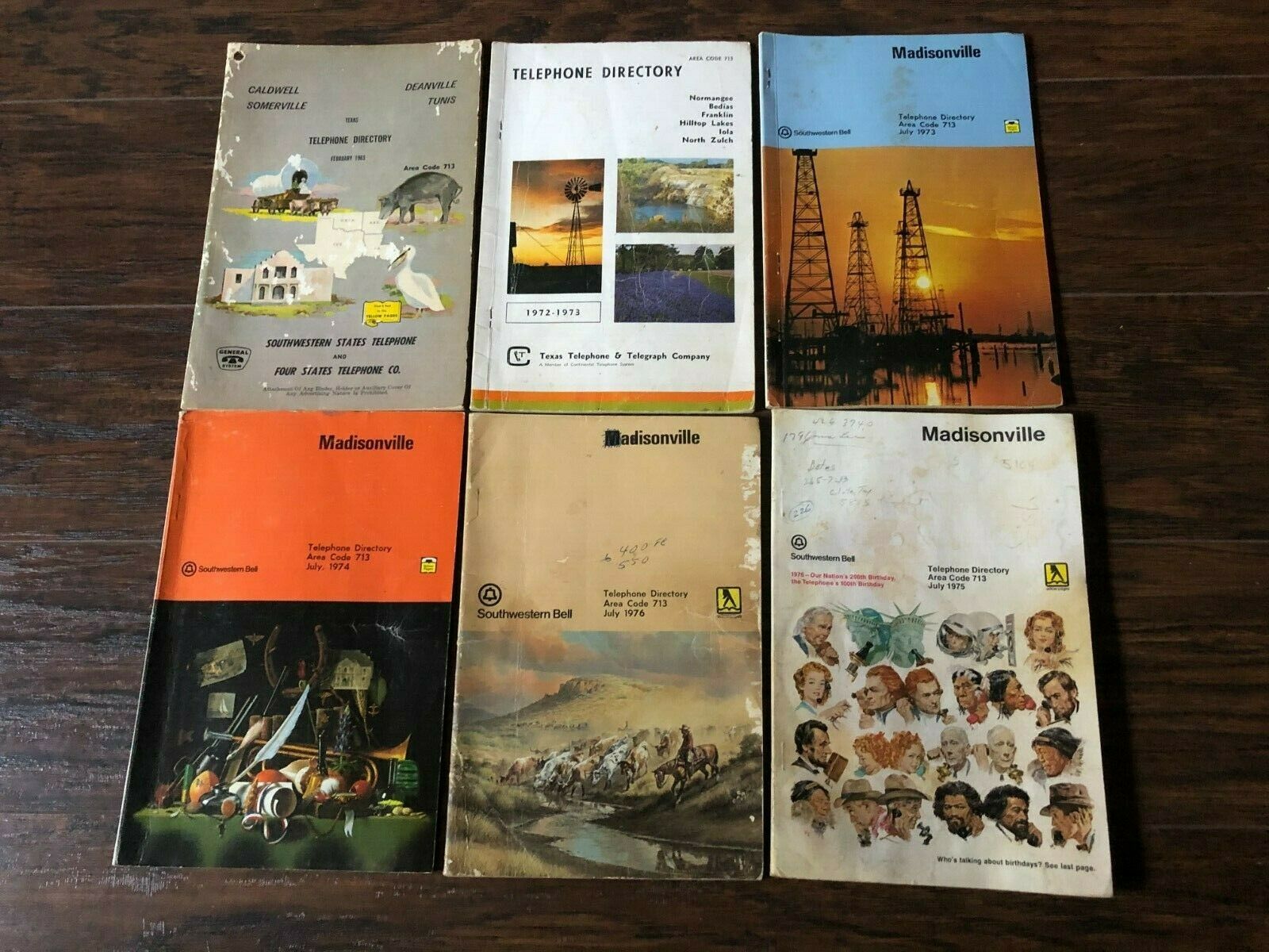 Lot Of 6vintage Madisonville Texas And More Telephone Directories/books Code 713