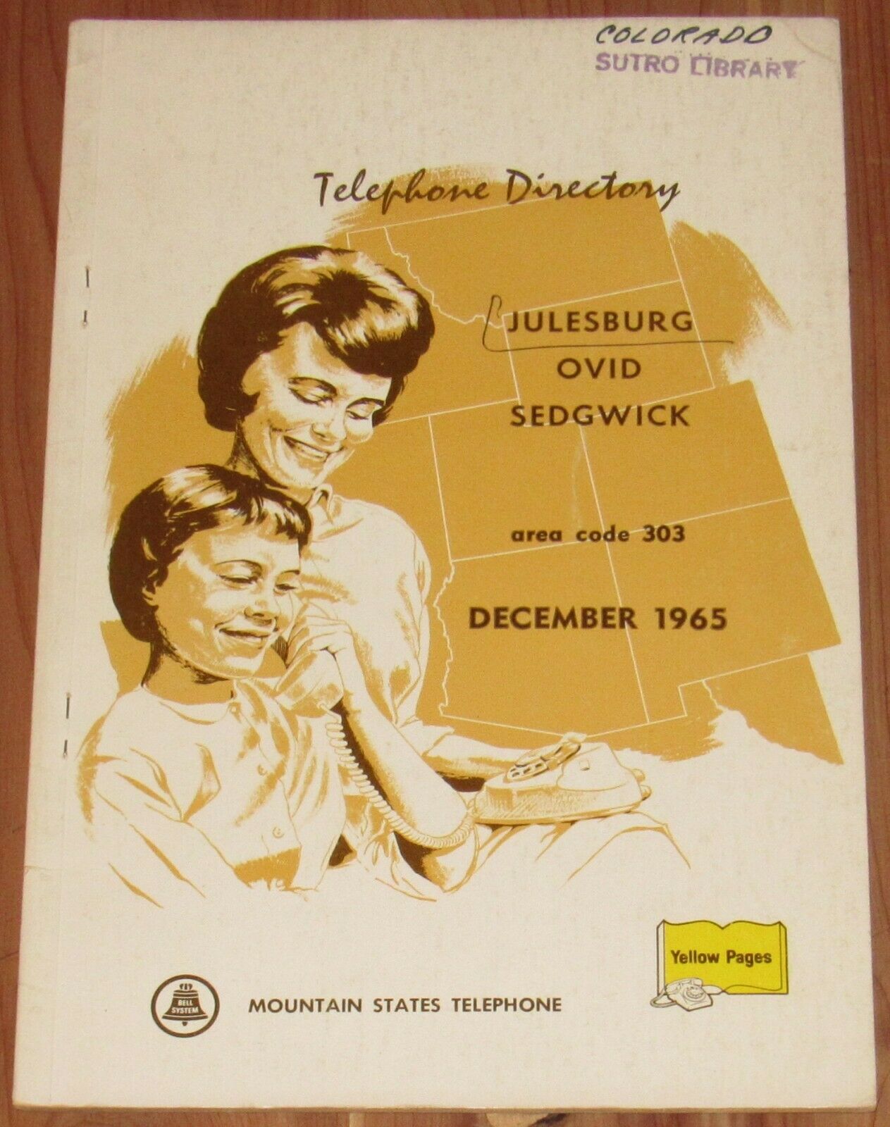 1965 Colorado Telephone Directory, Area Code 303, Julesburg, Ovid, Sedgwick