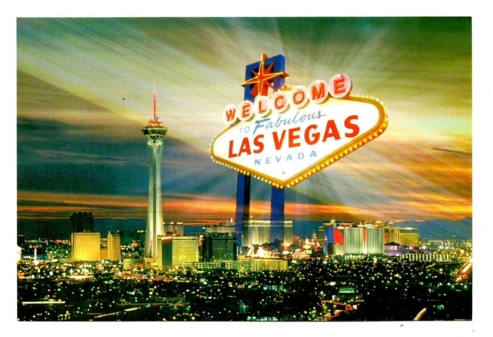 Welcome To Las Vegas Nevada Sign Postcard Stratosphere Tower Casino Hotel New