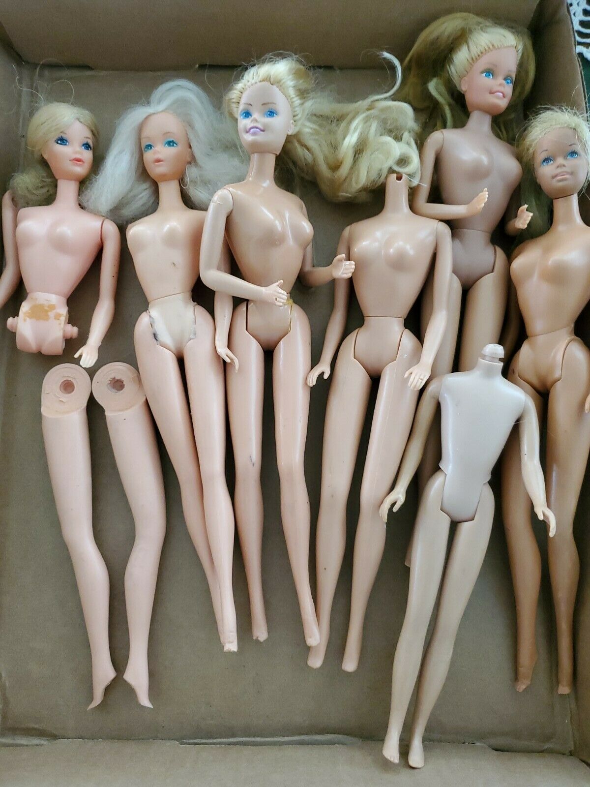 Vtg Barbie Skipper Dolls And Body Lot Replacement Parts Restoration Fixer Upper