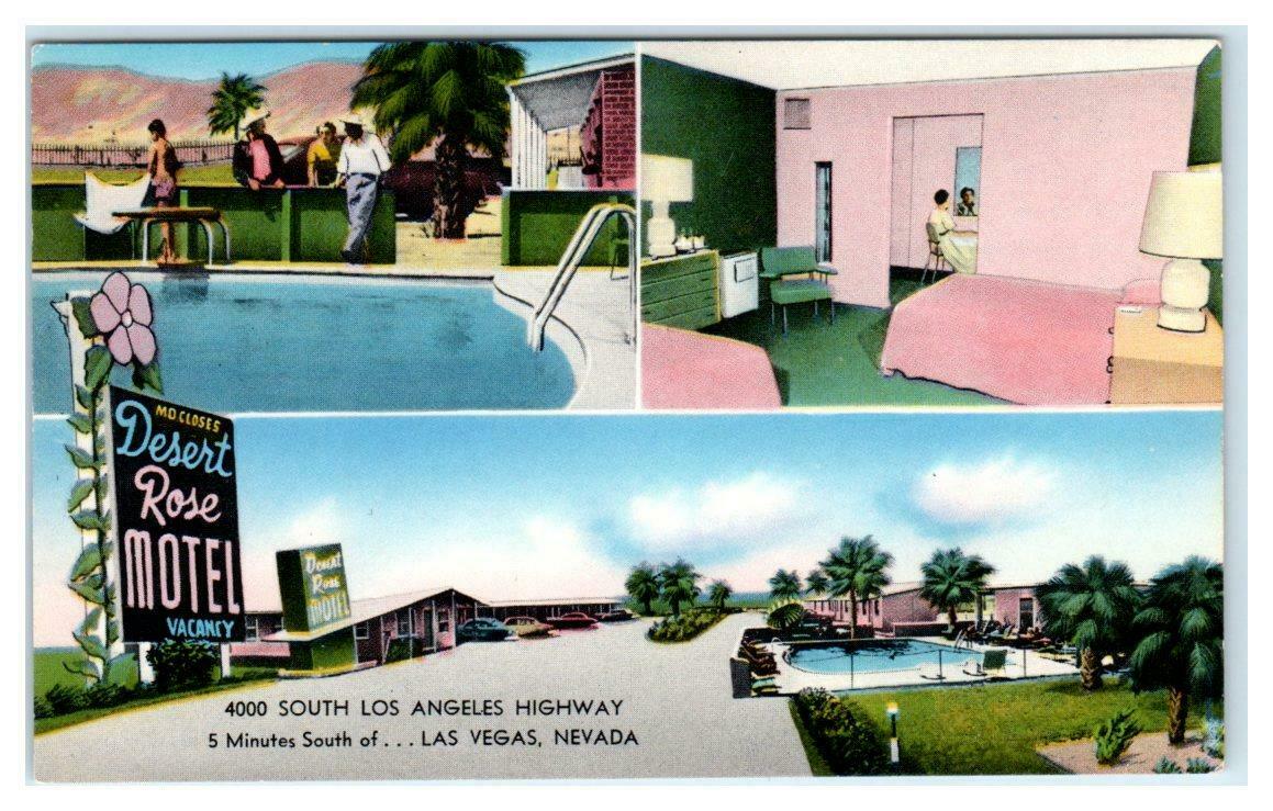 Las Vegas, Nevada Nv ~ Roadside Desert Rose Motel Ca 1950s-60s  Postcard