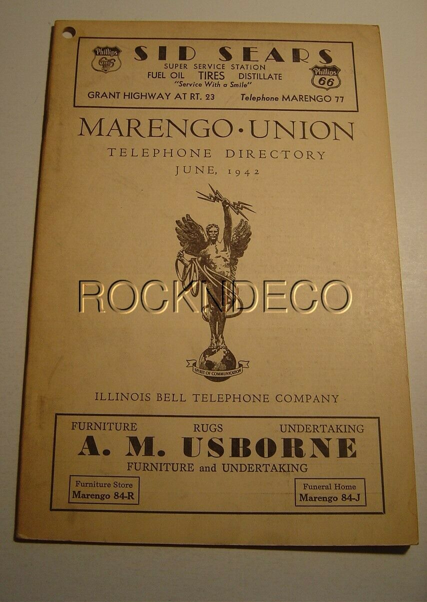 1942 Marengo Illinois Phone Book Union Ill Telephone Il Directory