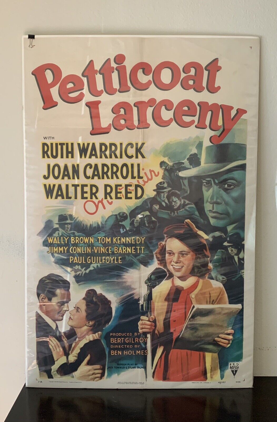 Classic Vintage 1943 Rko Pictures"petticoat Larceny" Movie Film Poster