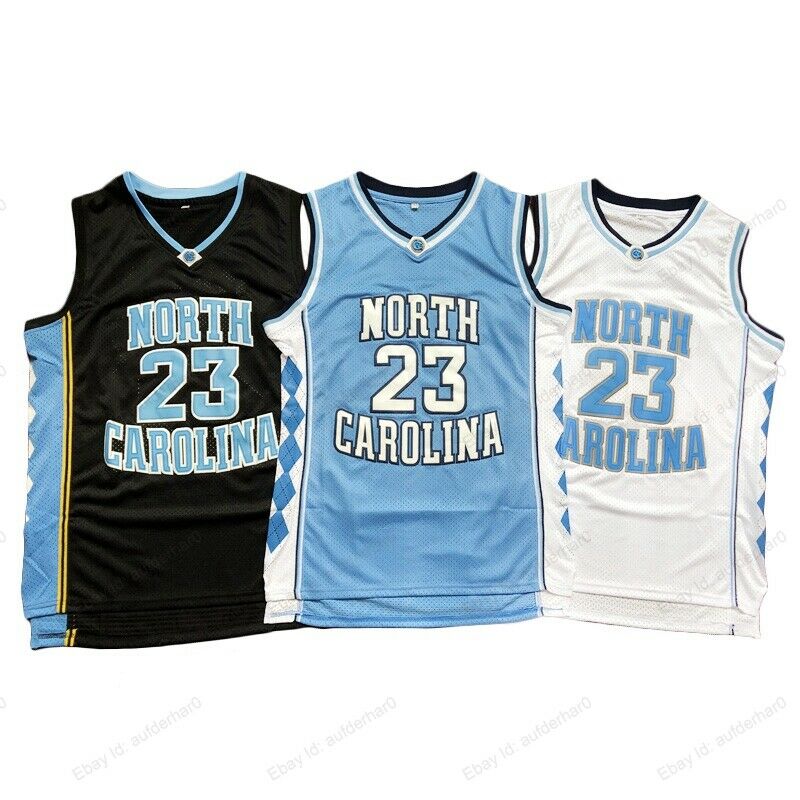 Michael Jordan 23 North Carolina Mens Basketball Jersey Sewn Black Blue White