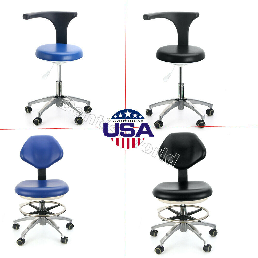 Us Dental Medical Hard Leather Mobile Chair Doctor Stool Adjustable 360° Swivel