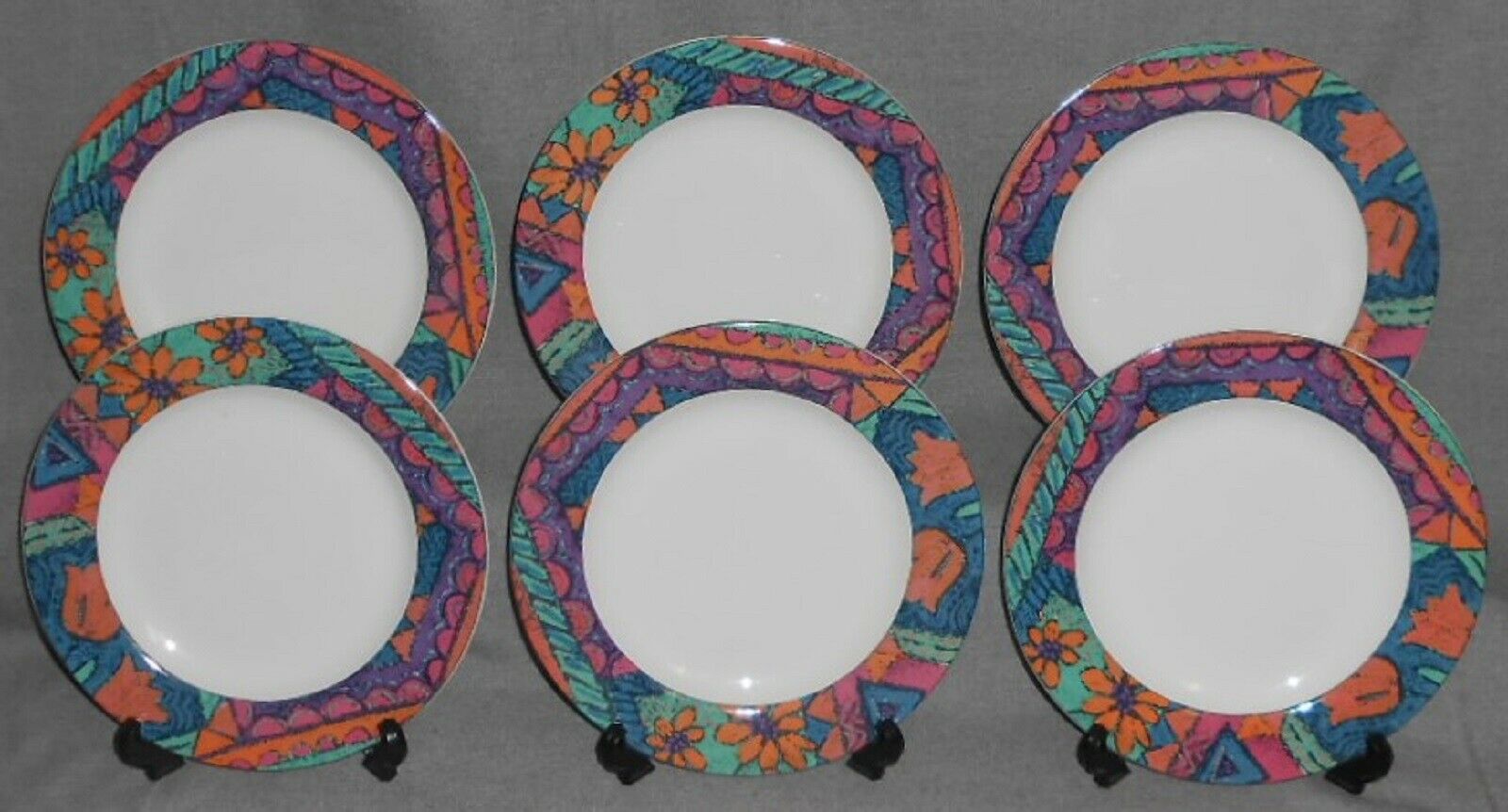 1992 Set (6) Misono  - Sango Holiday Pattern Salad Plates