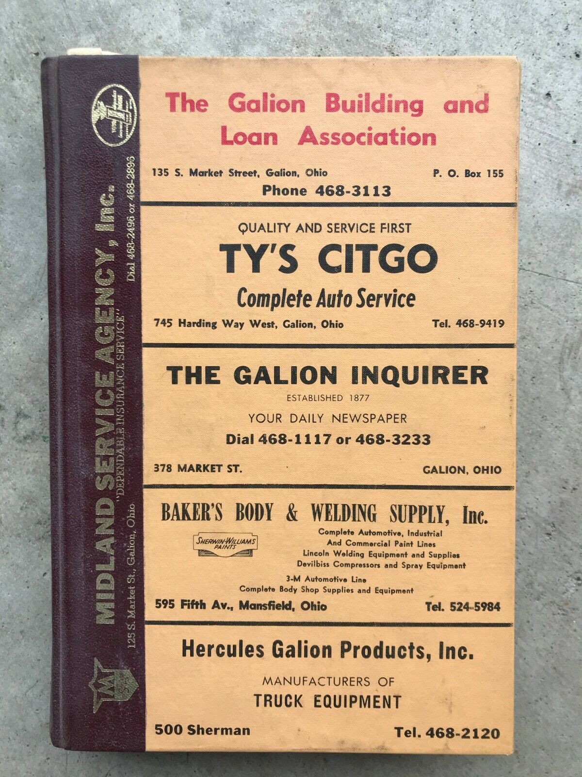 1969 Galion Ohio City Directory R. L. Polk Crawford County Businesses Citizens