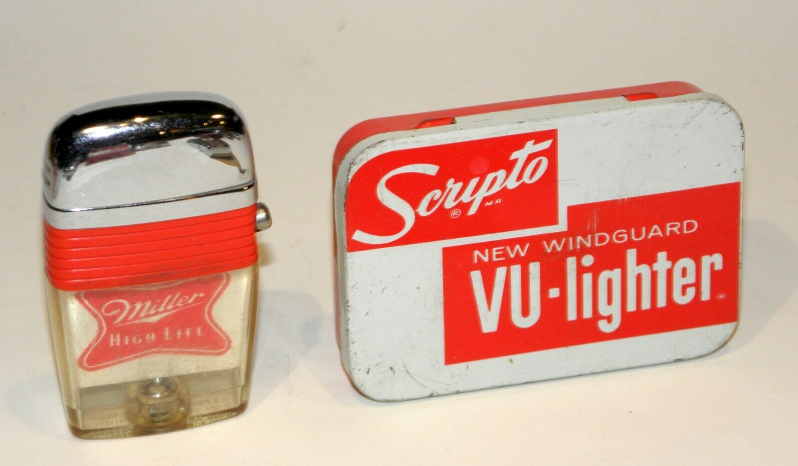 1960's Scripto Windproof Miller High Life Beer Advertising Petrol Lighter W Box