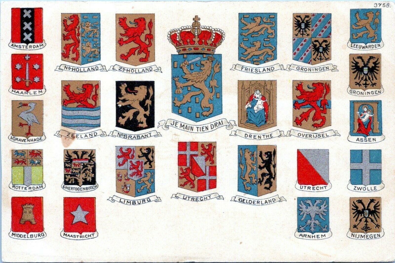 Nethrlands Holland City Coat Of Arms 1910 Postcard