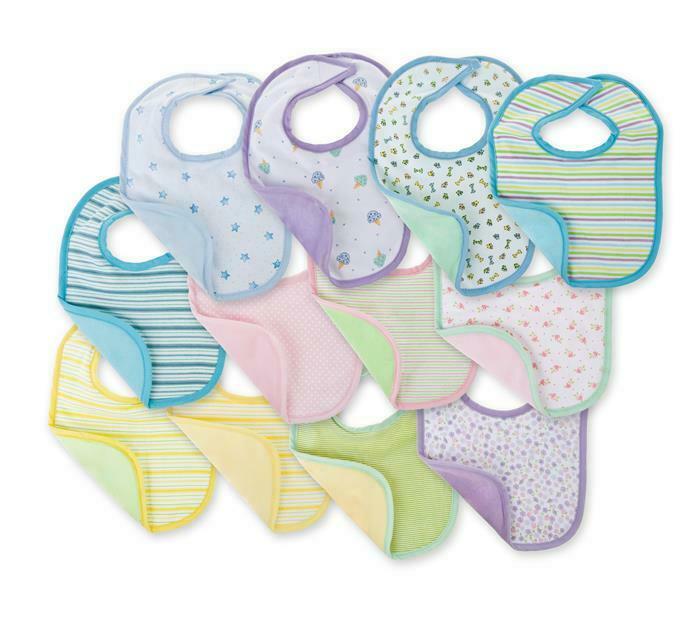 Nuby Reversible Bibs 6-pack (small) - Boy & Girl Colors - 100% Cotton