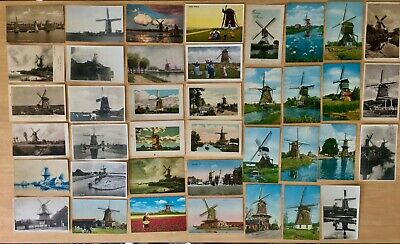 Lot Of 39 Antique & Vintage Postcards All Windmills Netherlands Holland Dutch