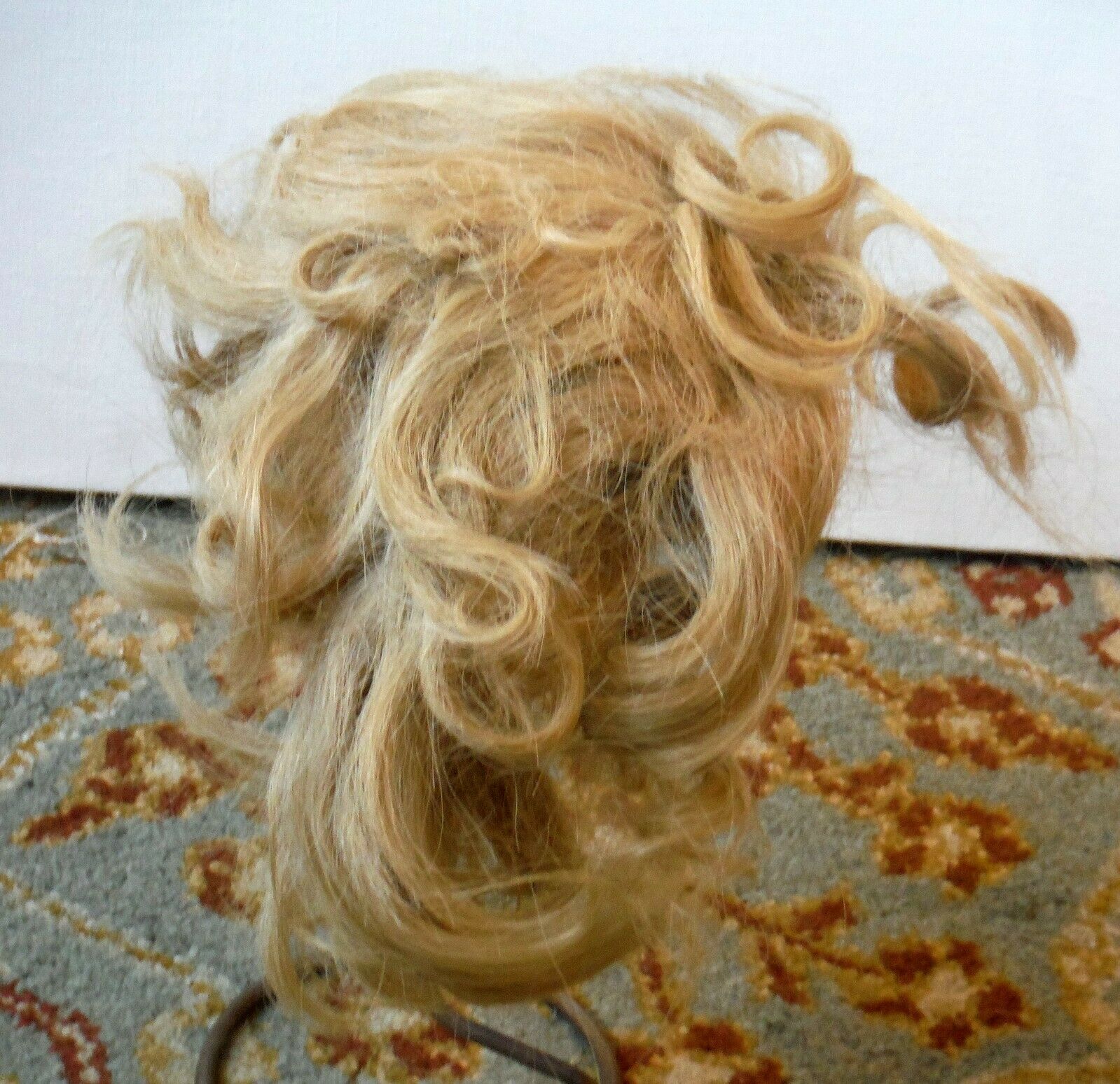 Antique Large Blonde Human Hair Doll Wig 13" Around Inside Vintage France P1197