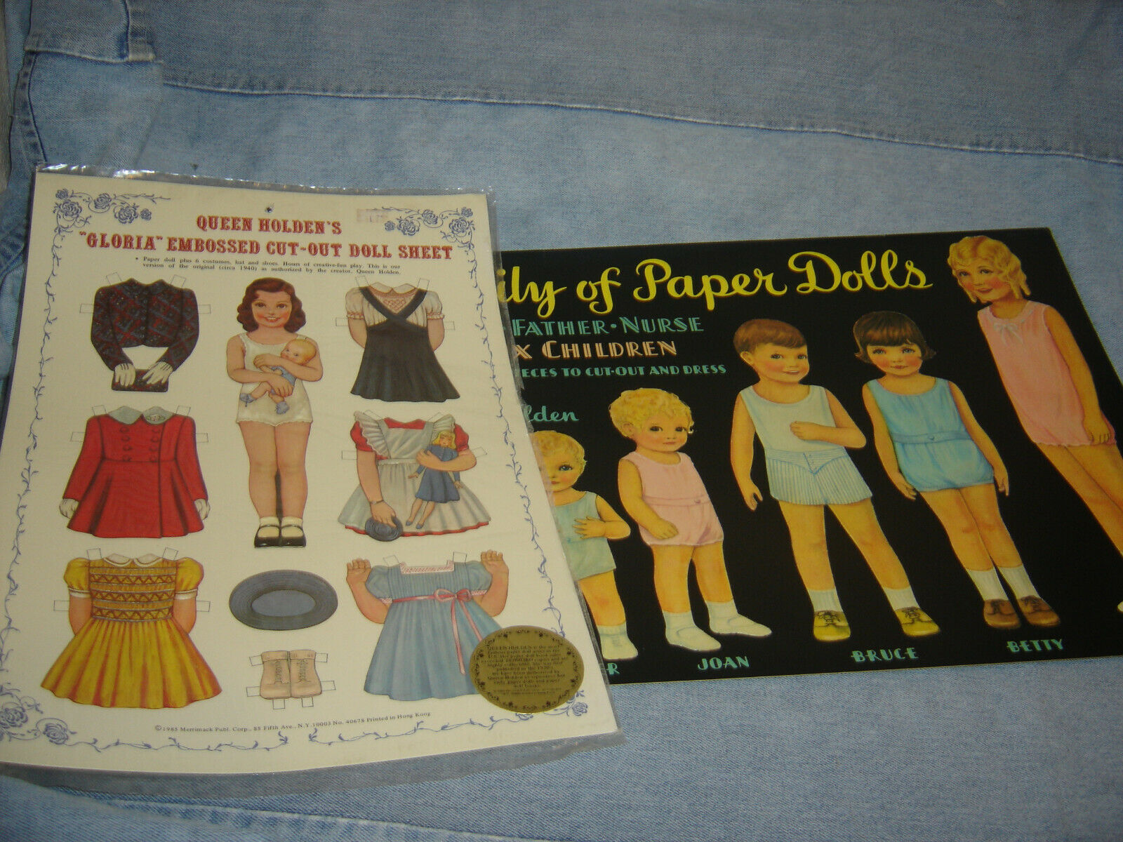 Family Of Paper Doll & Gloria Embossed Queen Holden Merrimack Reproductions 1985