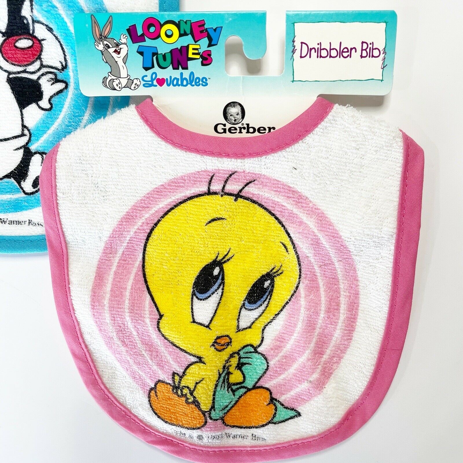 1993 Baby Bib Looney Tunes Tweety New Dribbler Drooler Soft Fabric Nos
