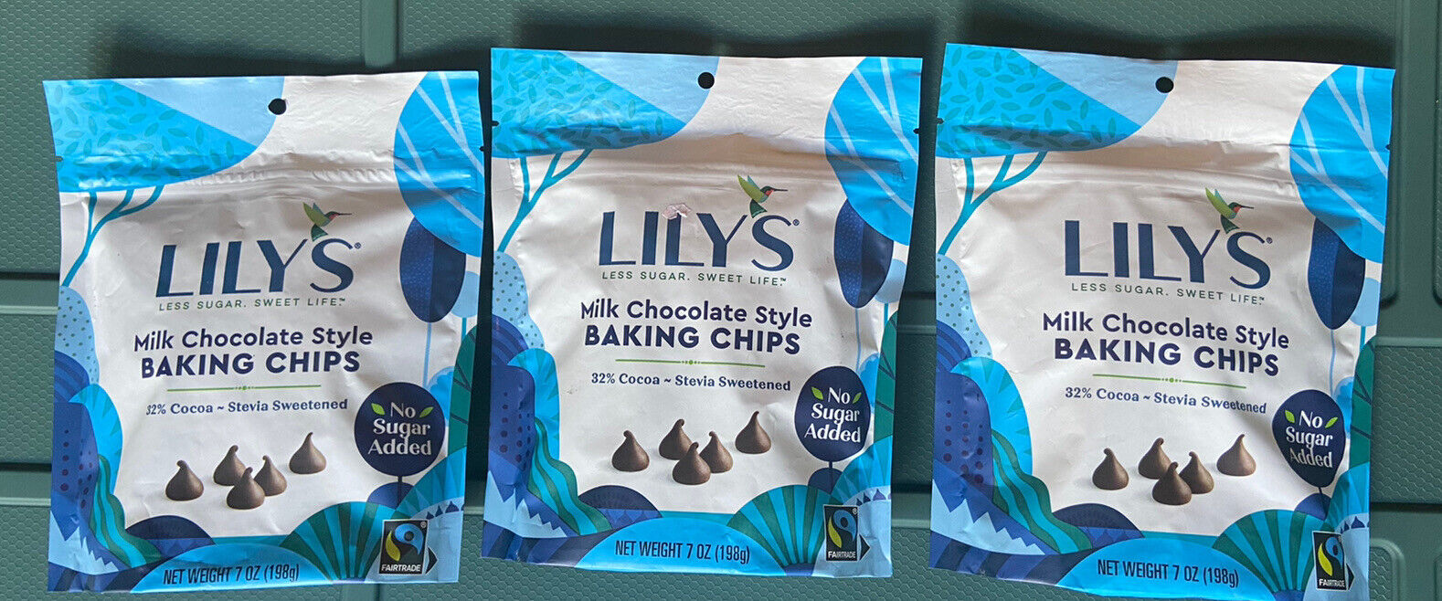 Lot Of 3 7oz Bags Lily's Milk Chocolate Baking Chips Stevia Exp 02/23 Keto