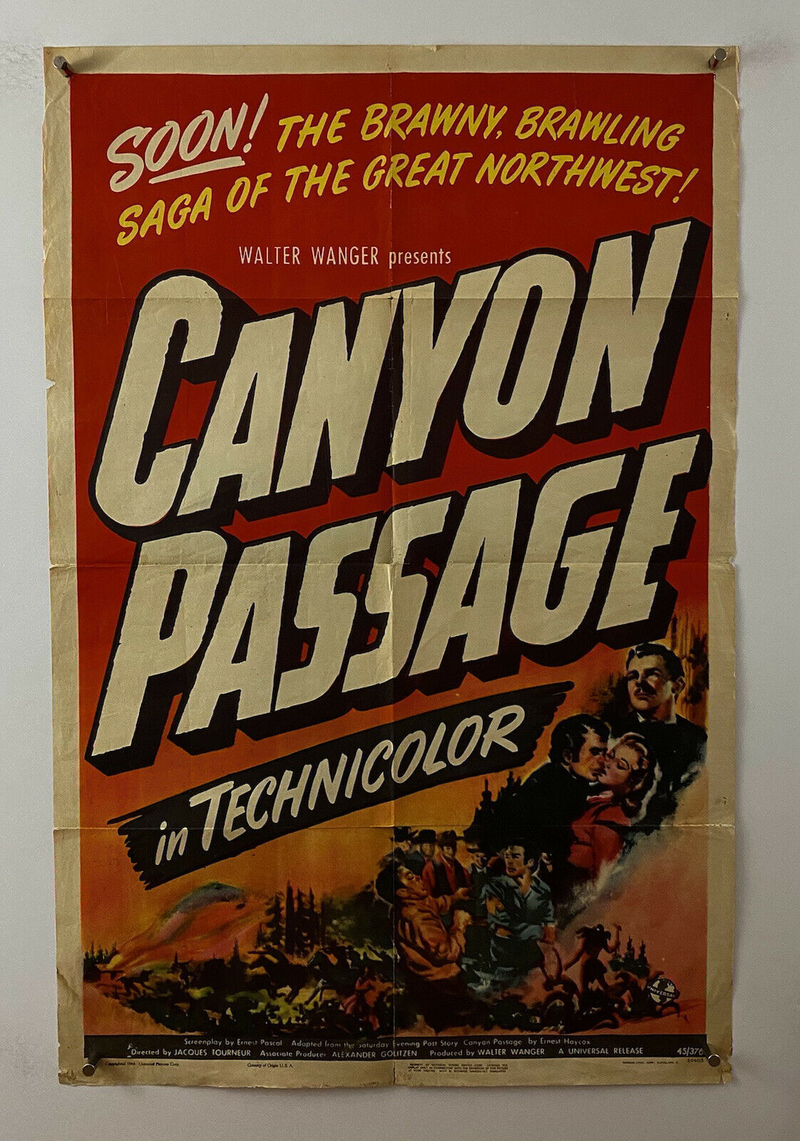 Canyon Passage Movie Poster (poor) One Sheet 1945 Oregon Cowboy Western 6565￼