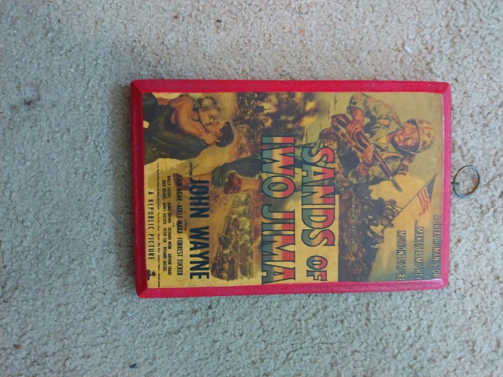 Vintage Rare Poster On Wooden Plaque Of John Wayne Movie Sands Of Iwo Jima 1949