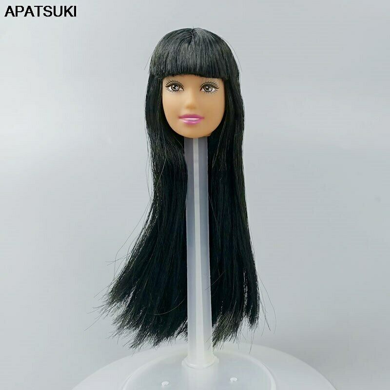 Black Long Straight Hair Doll Head 1/6 Bjd Doll Heads For 11.5" Doll Accessories