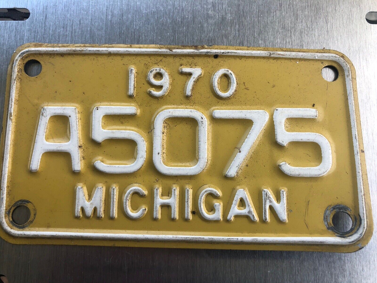 1970 Michigan Motorcycle License Plate Tag