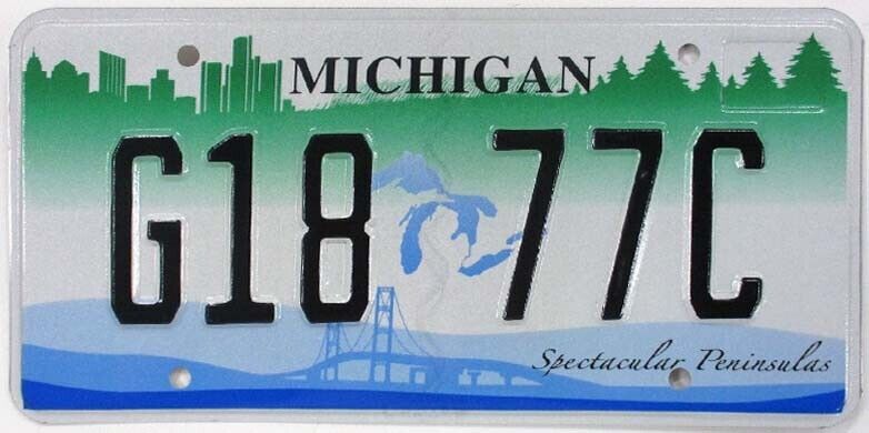 Unused Michigan Spectacular Peninsulas Mackinac Bridge Specialty License Plate