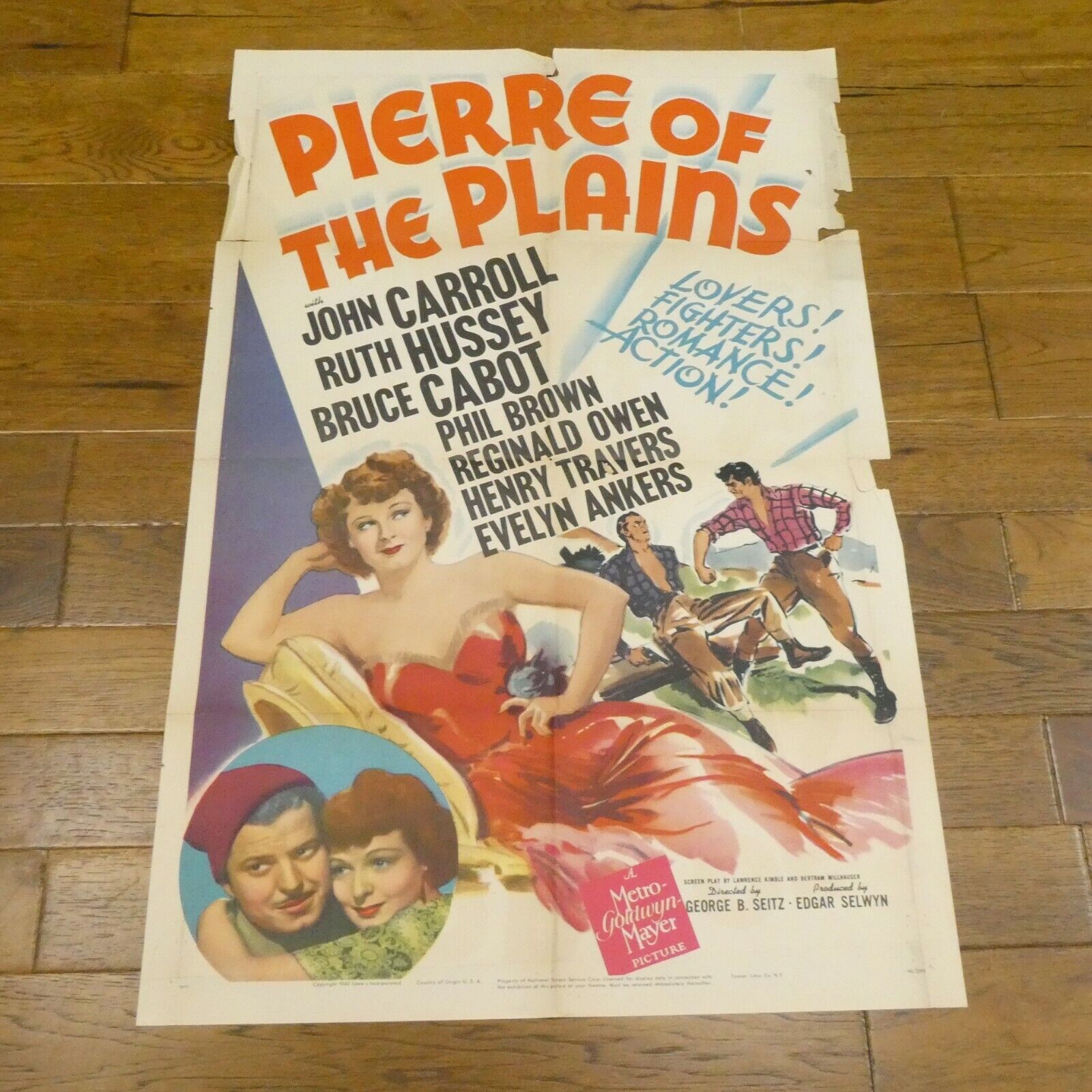 Pierre Of The Plains Original 1942 Vintage Poster Sheet 27" X 41"