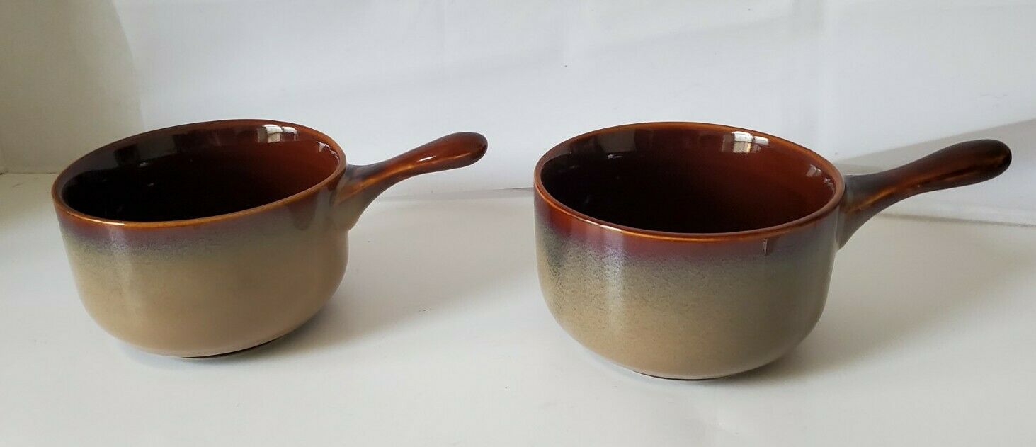 Set Of 2 Sango Nova Brown 4933 Soup Chili Bowls With Handle