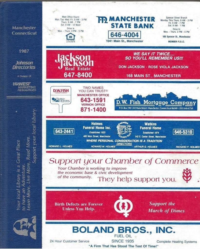 1987 Manchester Connecticut Johnson City Directory