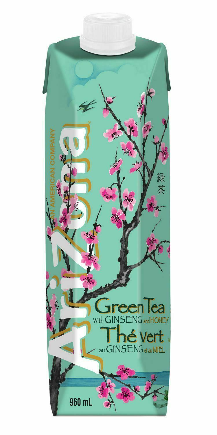 3 Bottles Arizona Green Tea With Ginseng & Honey 960ml Each- Canada- Free Ship!
