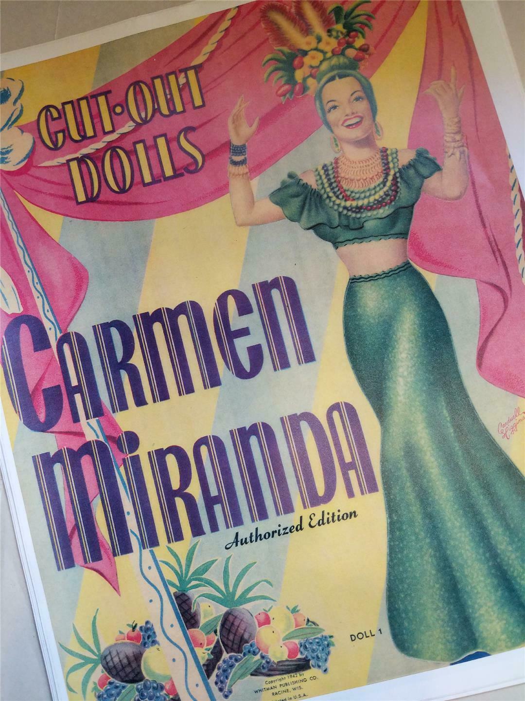 Carmen Miranda Cut-out Paper Dolls Whitman 1942 Reproduction Print 12 Pgs.