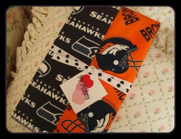 Super Rival  Seahawks Broncos Big Bowl  Nfl Burp Cloth Baby Boy Girl