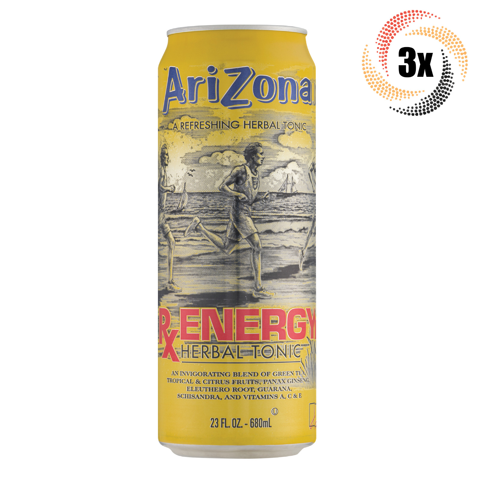 3x Cans Arizona Rx Energy Flavor Herbal Tonic Juice 23oz ( Fast Shipping )