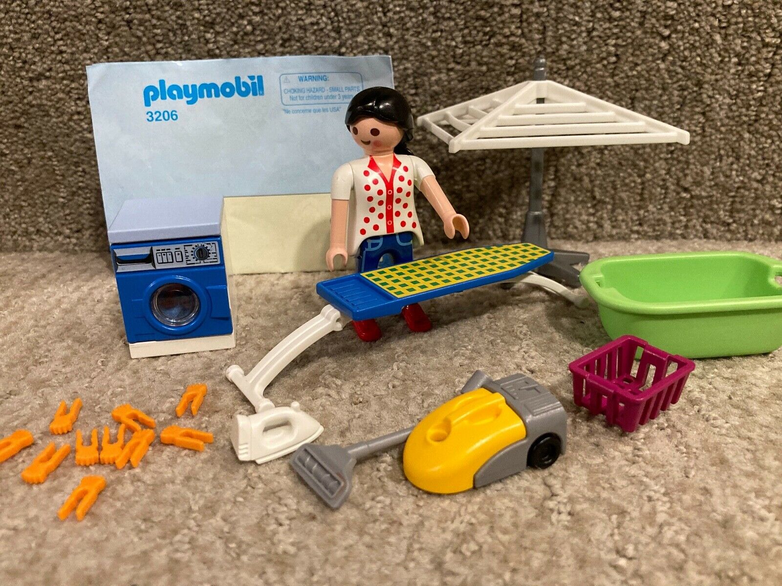 Playmobil 3206 Laundry Room & Vacuum Cleaner Washing Machine For Any Dollhouse