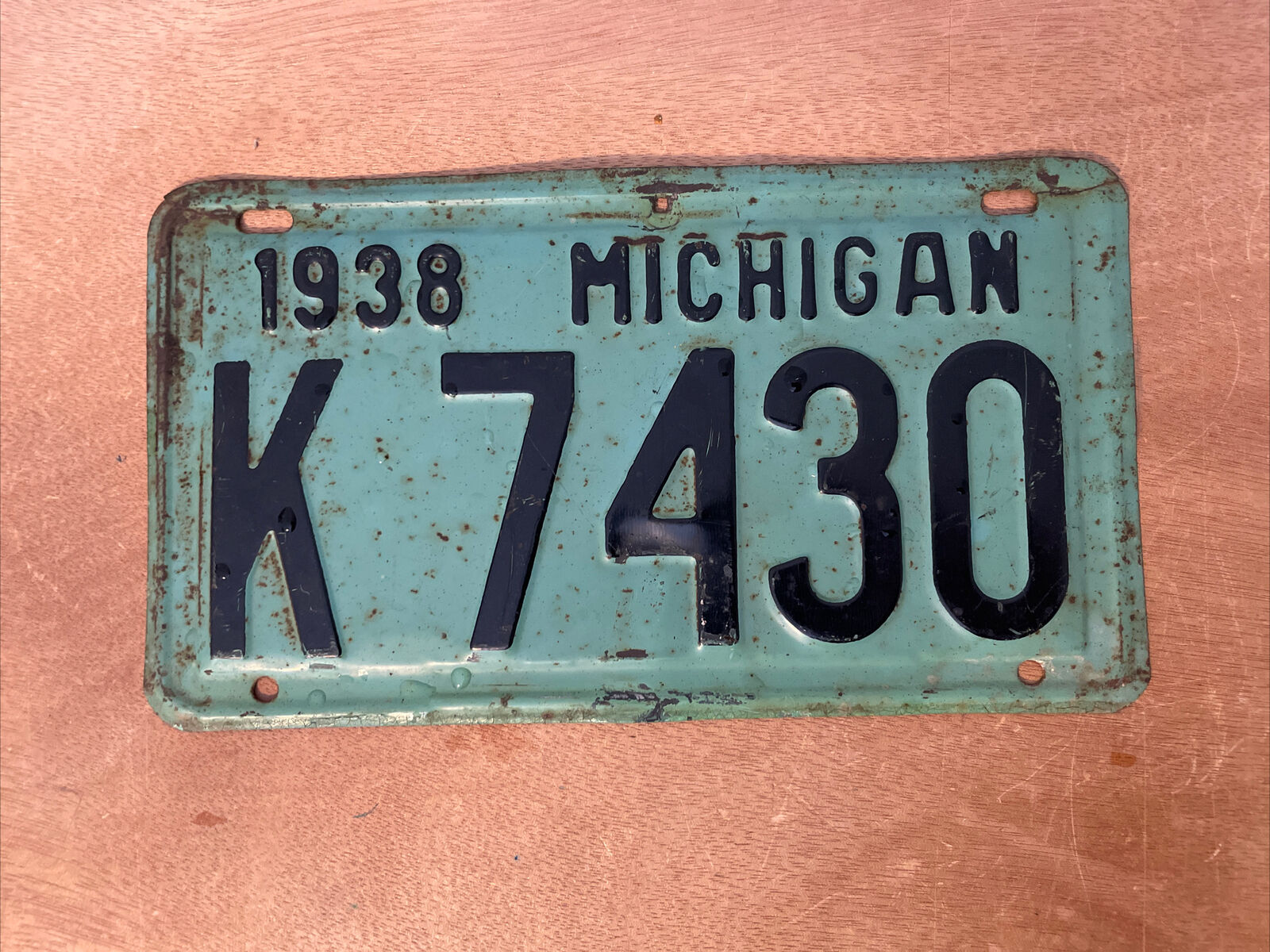 1938 Michigan License Plate # K 7430
