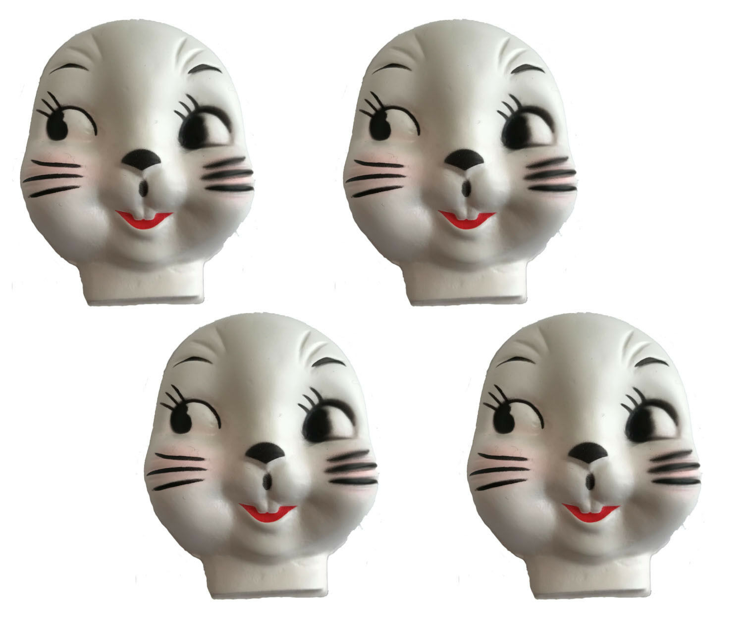 Lot 4 Large Easter Bunny Rabbit Celluloid Doll Masks Faces Craft Doll Making Vtg