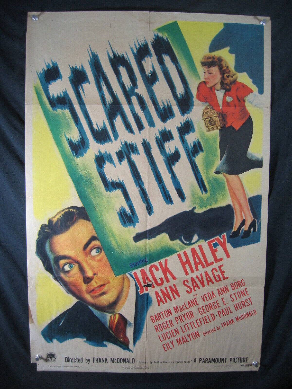 Poster: Scared Stiff-jack Haley-orig Poster-1945-mystery Fr