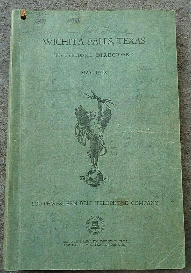 May 1948 Wichita Falls Telephone Directory Book Texas
