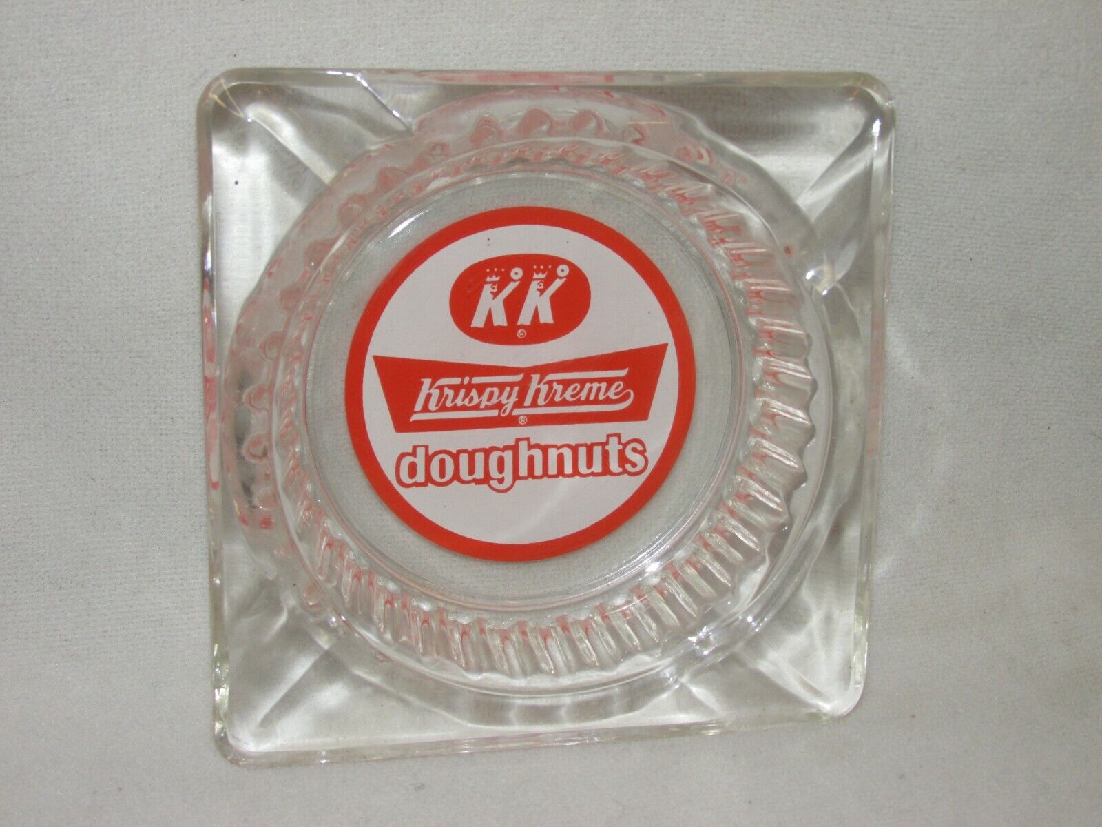 Vintage!! Krispy Kreme Glass Ashtray * Rare * Doughnuts * Perfect Condition!!