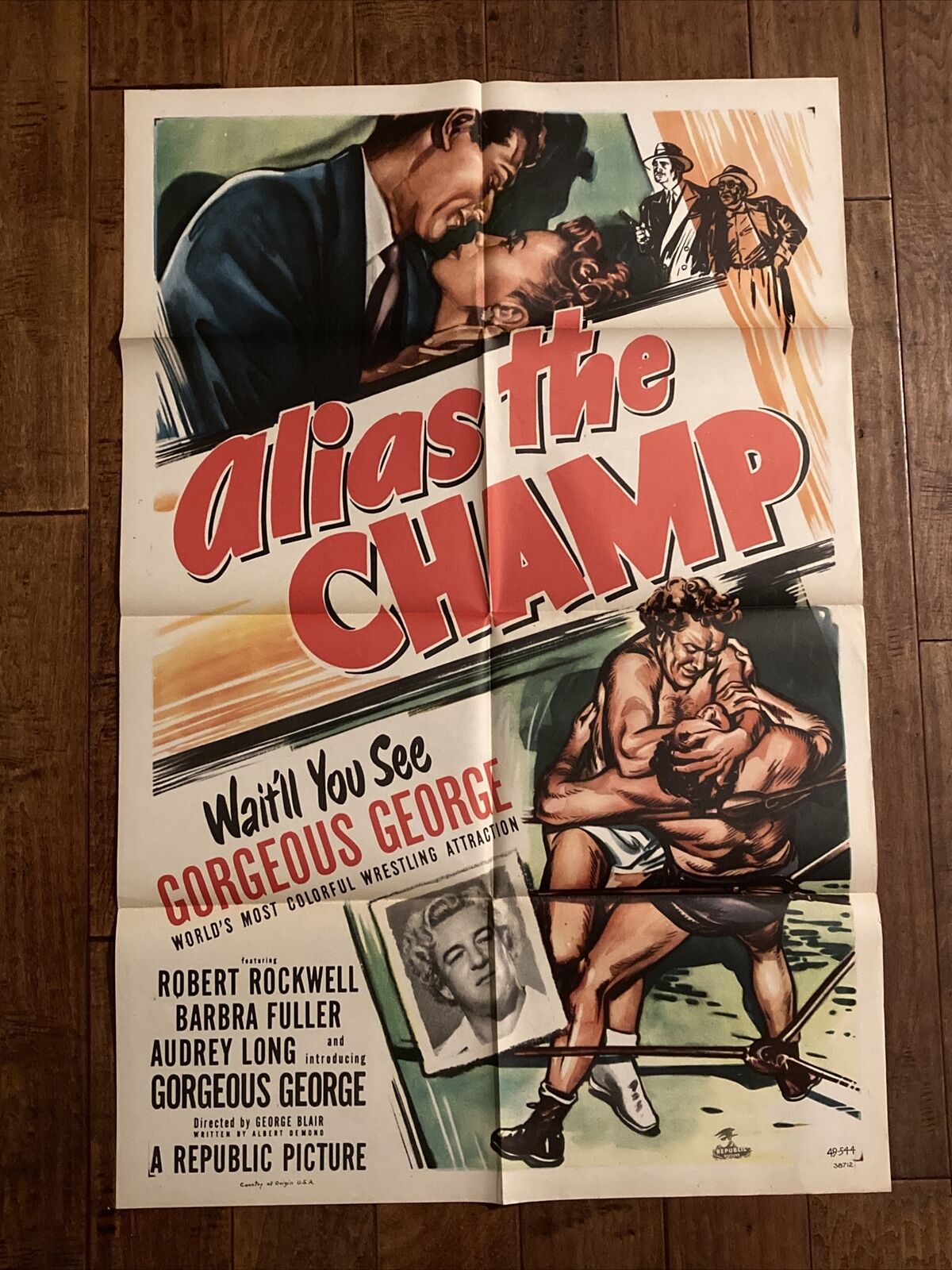 Alias The Champ - Original  1949  Movie Poster Gorgeous George - Wrestling