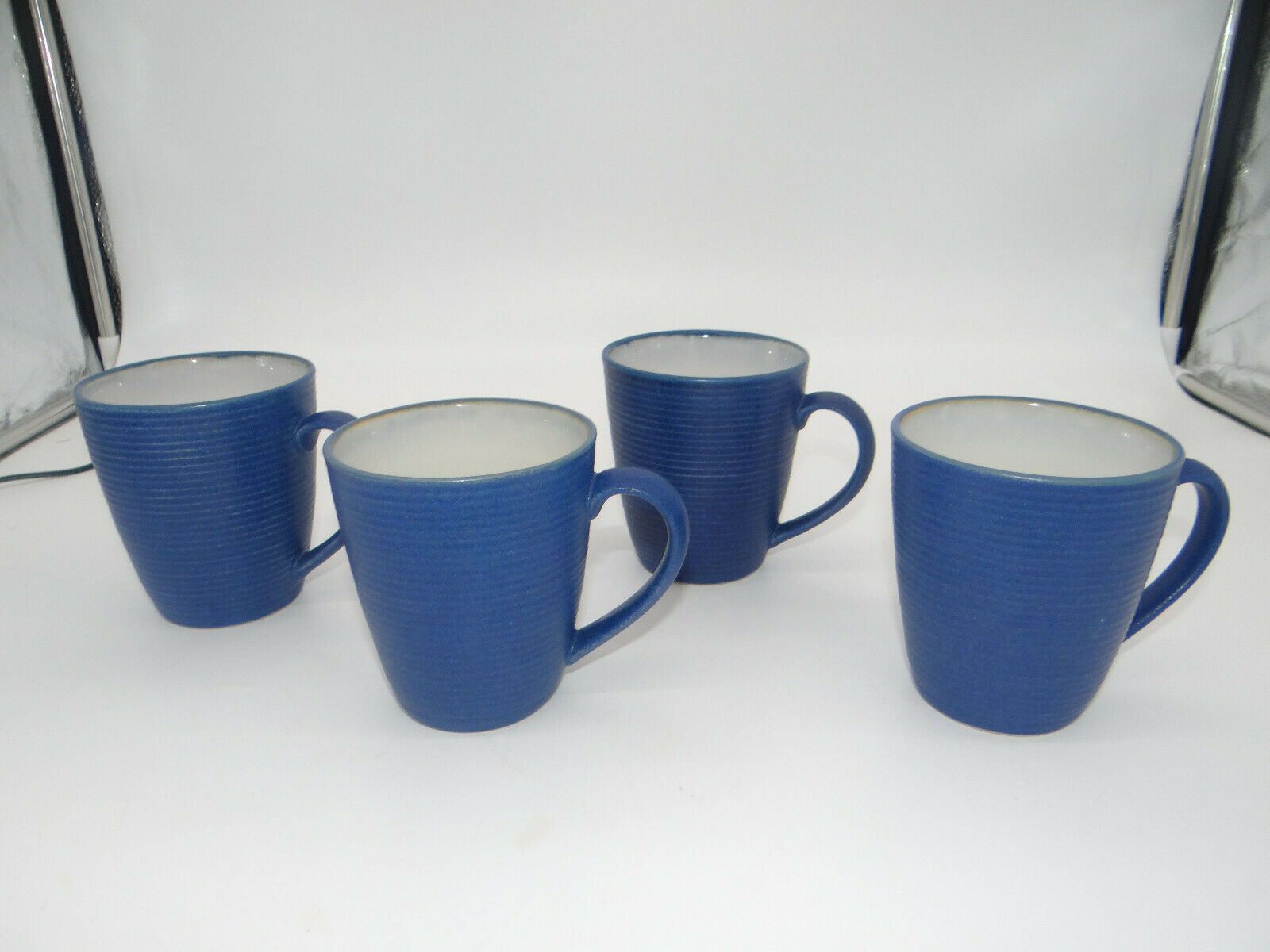 Sango Carousel Blue Set Of 4 Mugs Cups Textured