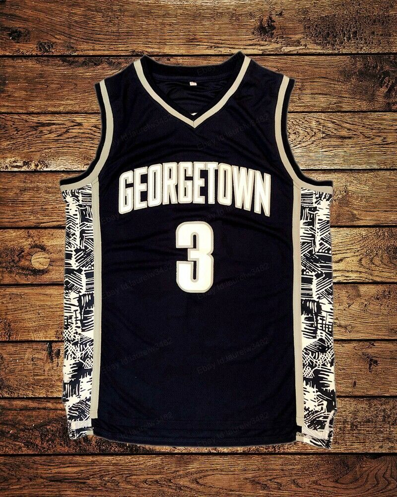 Allen Iverson #3 Georgetown Hoyas College Men's Basketball Jersey All Sewn Blue