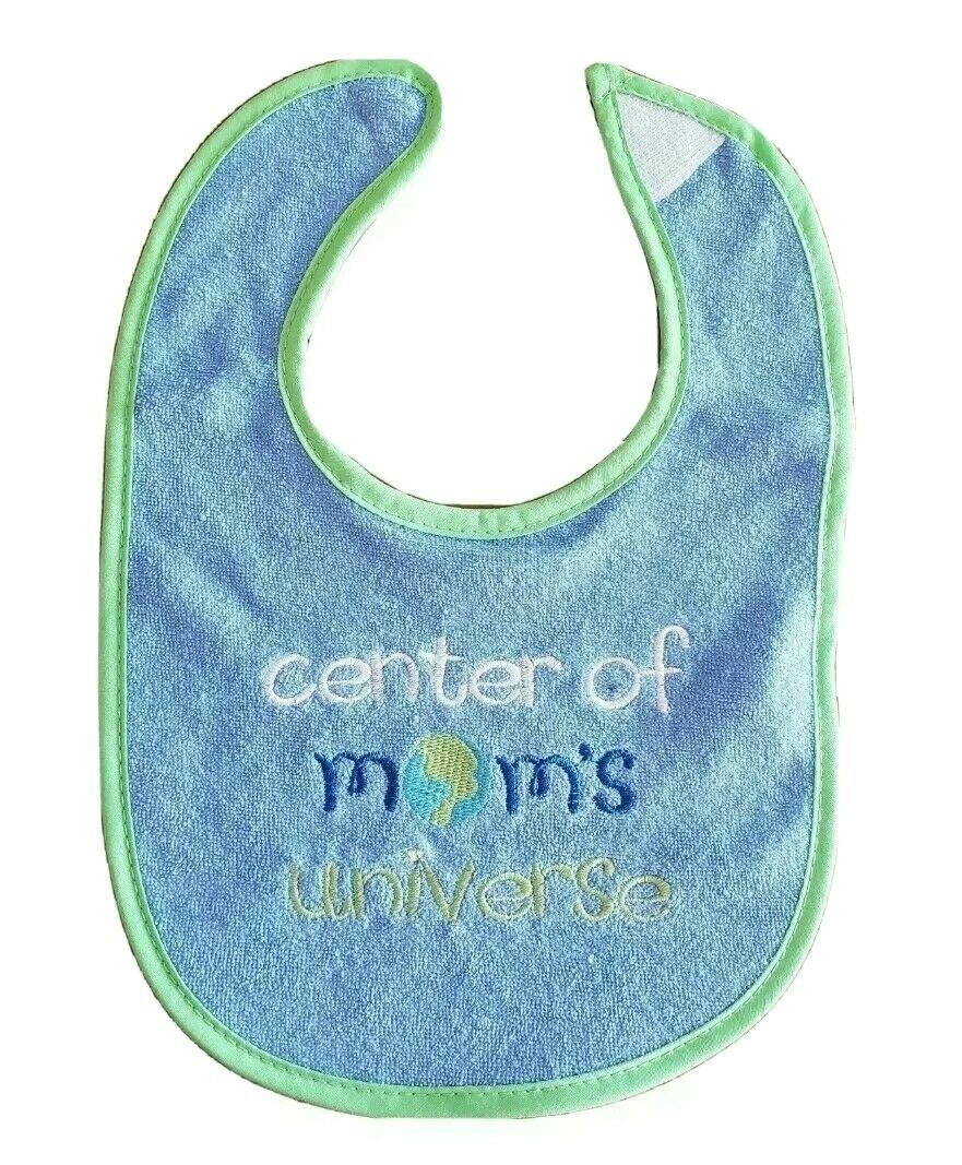 Cloth Bib Baby Boy Blue Mommy Center Of Moms Universe World Washable Feeding