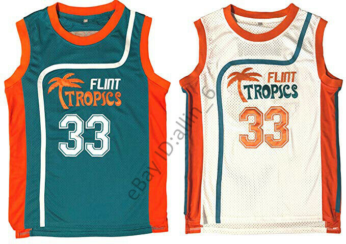 Jackie Moon #33 Flint Tropics Semi Pro Movie Men's Basketball Jersey Stitched