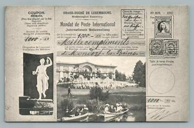 Fake Postal Money Check Luxembourg Antique Poste Philatelic Postcard 1912