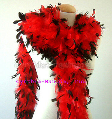 Red With Black Tips 65 Grams Chandelle Feather Boa   Party Halloween Costume