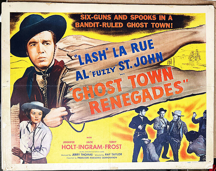 Ghost Town Renegades! '47 Lash Larue Western Original U.s. 1/2sh Film Poster!