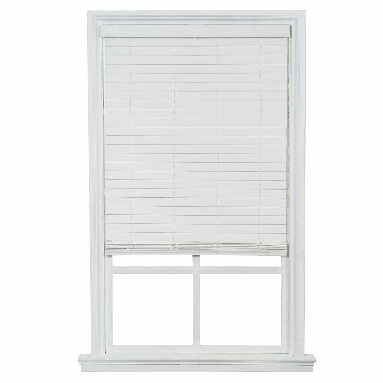 One Touch Faux Wood Blinds- White- Free Shipping