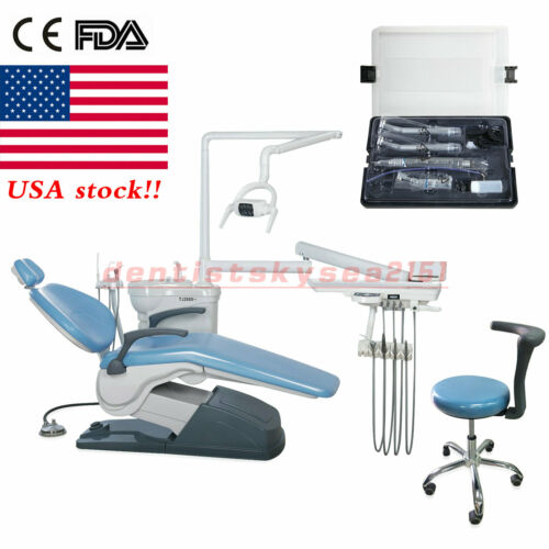 Dental Chair Leather Dc Motor Unit Hard Leather + High Low Speed Handpiece Set