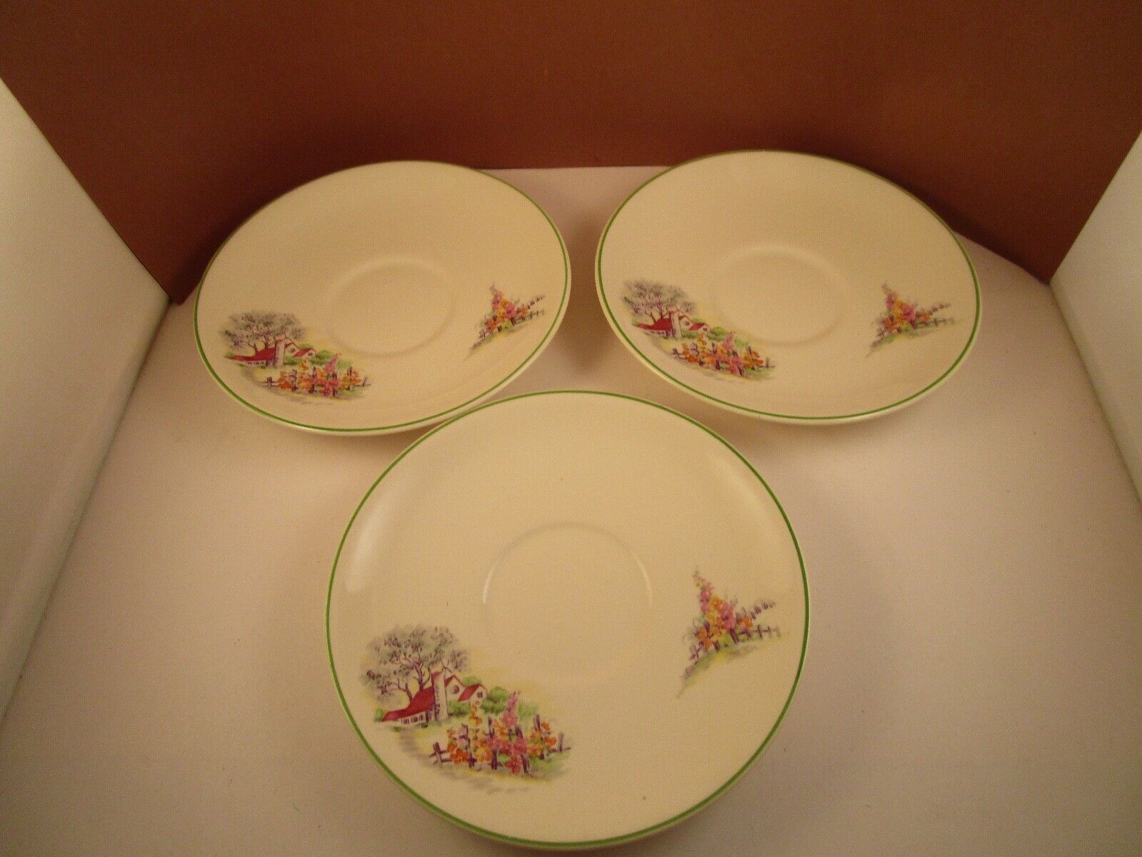 Vintage Tst Taylor Smith Taylor House Flowers Set Of 3 Saucers B