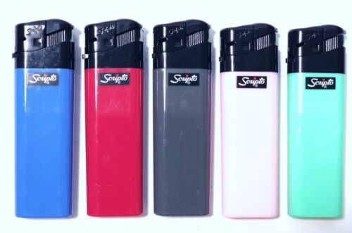 5 Electronic Scripto Lighters New Style Push Down Ignitor