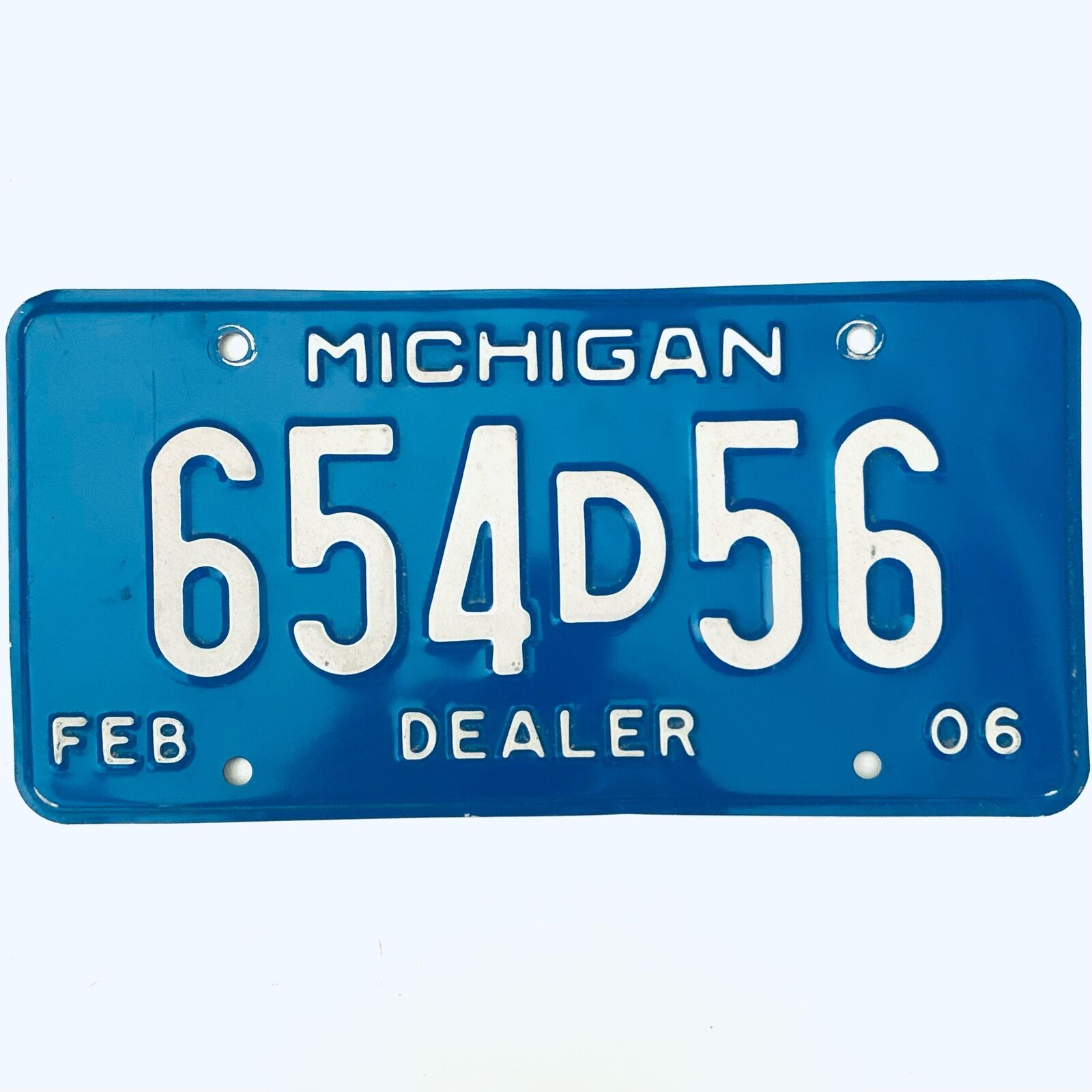 2006 United States Michigan Base Dealer License Plate 654d56